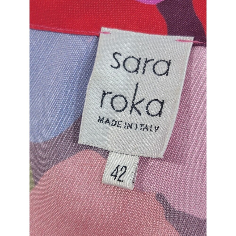 Sara Roka Italy Eldera 57 Silk Dress Size IT 42 True Wrap Peony Mini US S/M - Picture 3 of 14
